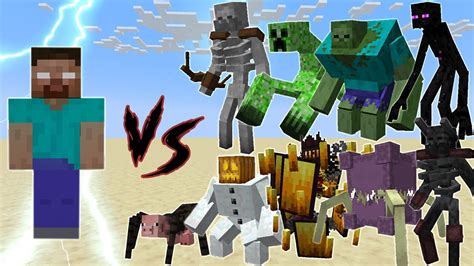 Herobrine Vs Mutant Mobs In Minecraft Youtube