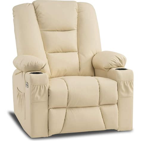 Mcombo Manual Swivel Glider Rocker Recliner Chair with Massage and Heat ...