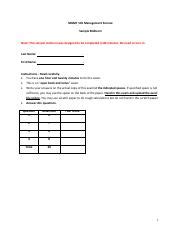 Mgmt Sample Midterm Pdf Mgmt Management Science Sample Midterm