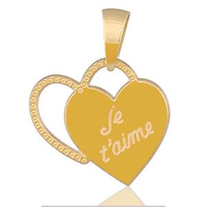 Pendentif Coeurs Je t aime plaqué or