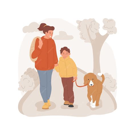 Premium Vector Walking A Dog Isolated Cartoon Vector Illustration