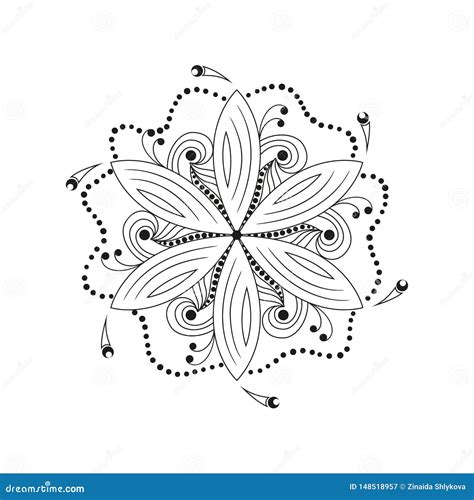 Oriental Mandala Motif Of Round Swirling Shape Illustration Of Floral