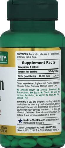 Nature S Bounty Biotin 10 000 Mcg Rapid Release Softgels