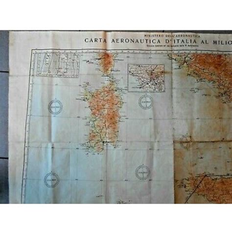 Grossa Pianta Mappa Cartina Aeronautica Rotta Segnata Littoria