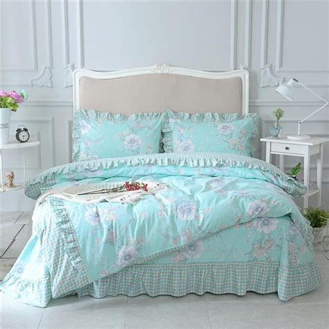 Beautiful Tiffany Blue Orange And White Floral And Plaid Print Cute Ruffle Elegant Girls Full