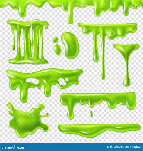 Realistic Green Slime Slimy Toxic Blots Goo Splashes And Mucus