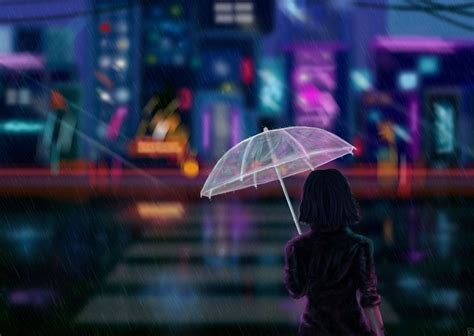 Rainy Cyberpunk City by msacrasss on DeviantArt