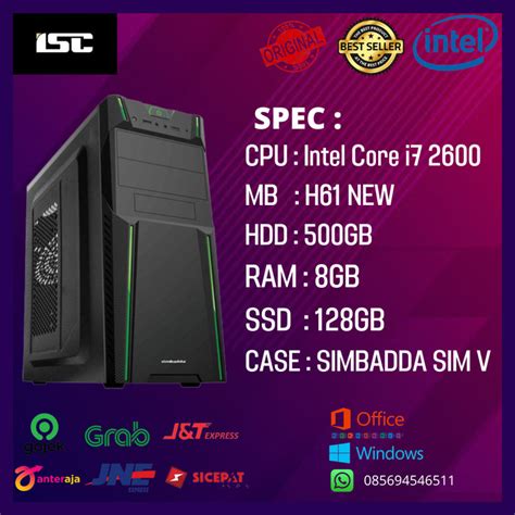 Jual Pc Rakitan Cpu Rakitan I Ram Gb Ssd Gb Hdd Gb