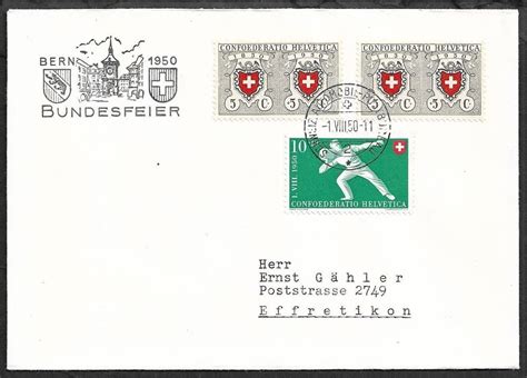 1950 Brief BF Frankatur und O BERN BUNDESFEIER schön ab 1 Kaufen