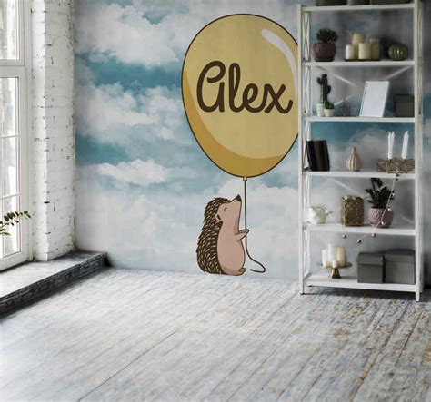 Porcupine With Balloon And Name Wall Murals For Bedrooms Tenstickers