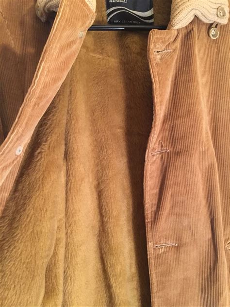 Montgomery Ward Corduroy Long Fur Lined Topcoat Butto Gem