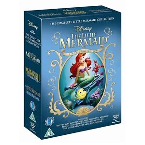 THE LITTLE MERMAID COMPLETE DISNEY MOVIE COLLECTION 3 DISC DVD BOX SET ...