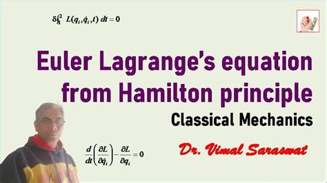 Euler Lagrange Equation From Hamilton Principle E 22 Classical