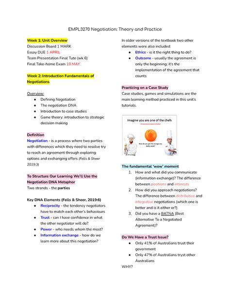 EMPL3270 Lecture Notes Wk 1 5 EMPL3270 Negotiation Theory And