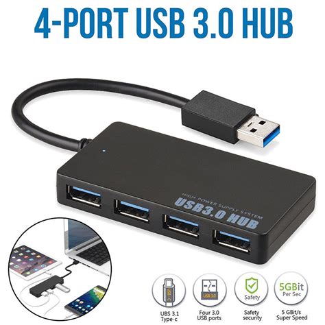 USB 3 0 Hub 4 Bağlantı Noktalı Yüksek Hızlı İnce Kompakt Genişletme