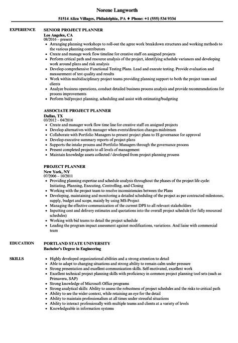 Project Planner Resume Samples Velvet Jobs