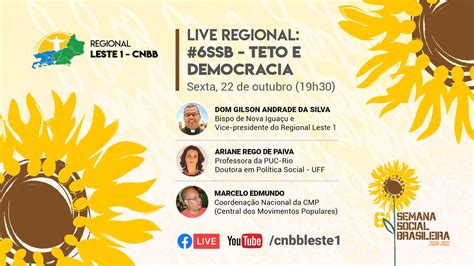 Teto e Democracia é o tema da Live Regional da 6ª Semana Social