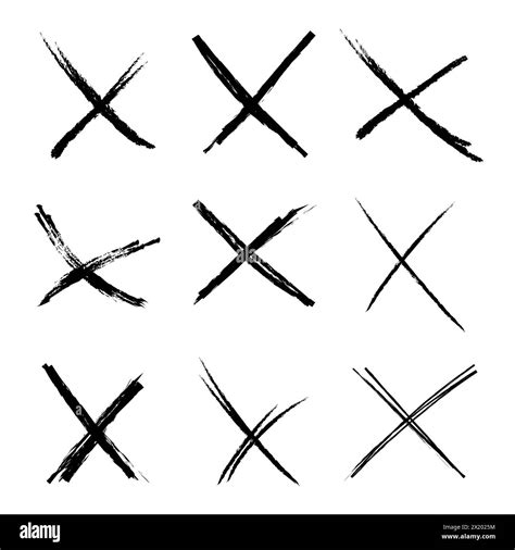 Cross Sketch Grunge Scribble Set X Shape Sign Mark On White Background