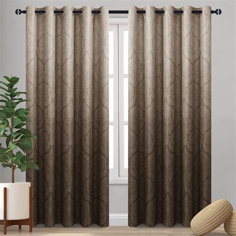 Amazon Dwcn Brown Curtains For Bedroom Ombre Damask Patterned