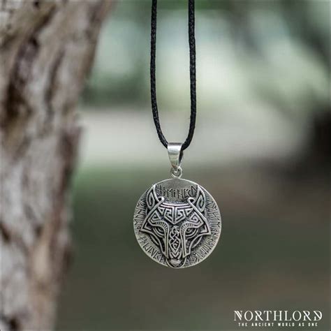 Fenrir Pendant With Runes Sterling Silver - Northlord