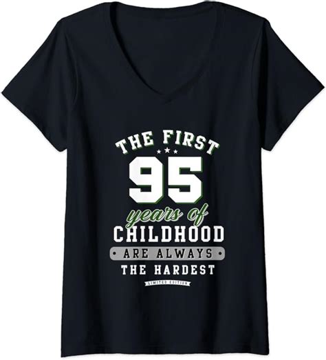 Womens 95th Birthday Funny T Life Begins At Age 95 Years Old V Neck