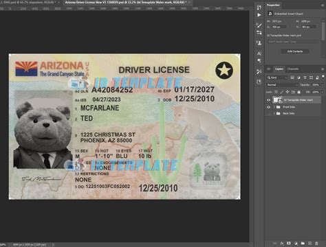 Arizona Driver License PSD Template New 1200DPI