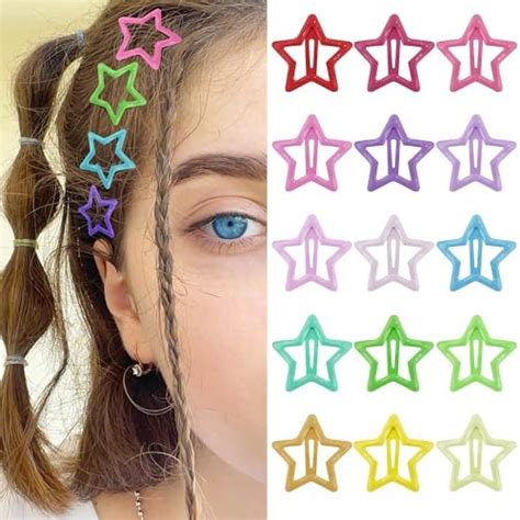 Amazon Star Hair Clips Multiple Colors Snap Hair Barrettes Non