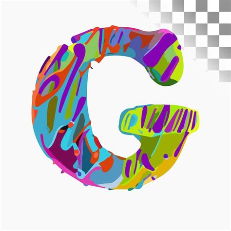 G Diseño de letras fuente elegante pintura arco iris 3d alfabeto