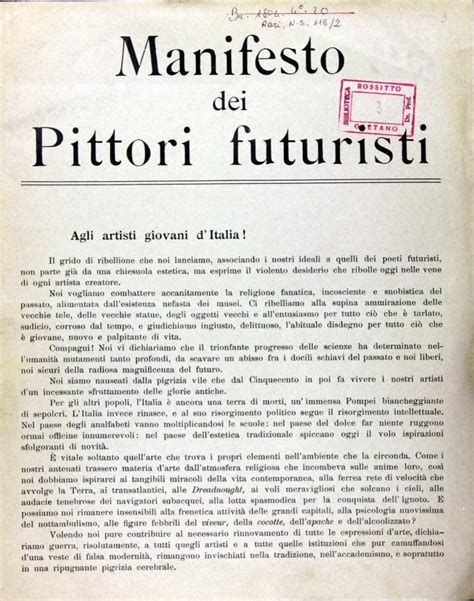 Manifesto Of The Futurist Painters Library Of Congress