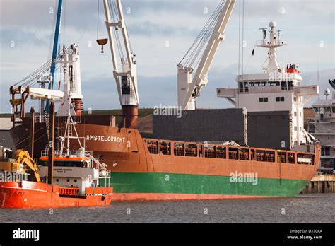 Small coastal cargo ship Montrose Docks Scotland Stock Photo - Alamy