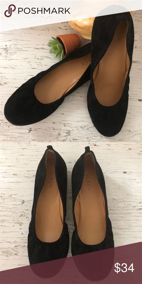 J Crew Black Leather Suede Ballet Flat Size 9 Suede Ballet Flats
