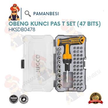 Jual 47 Pcs T Handle Wrench Screwdriver Set INGCO HKSDB0478 Toolkit