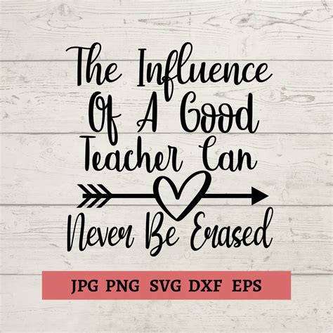 The Influence Of A Good Teacher Can Never Be Erased Svg Etsy