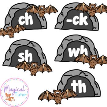 Consonant Digraphs Matching Bat Themed Center By The Magical Tutor