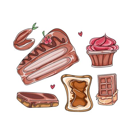 Premium Vector Cake And Dessert Hand Drawn Doodle Illustrations