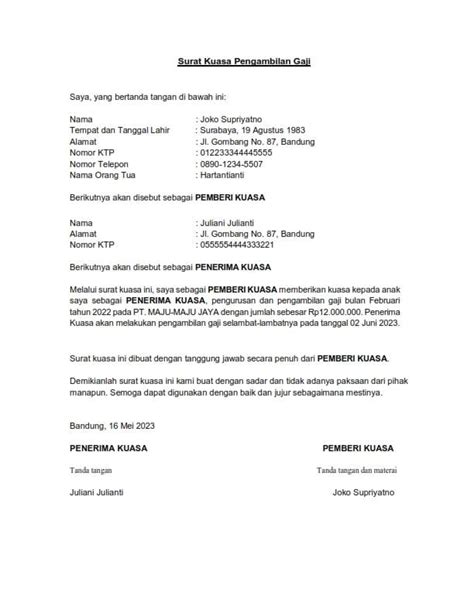 Contoh Surat Kuasa Penggunaan Rekening Bank My Xxx Hot Girl