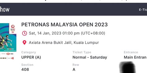 X Petronas Malaysia Open Tickets Vouchers Event Tickets On