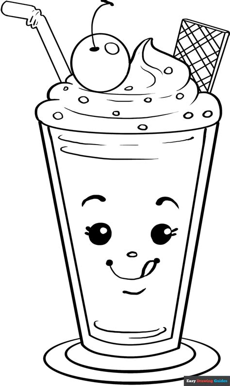 Milkshake Coloring Page Easy Drawing Guides