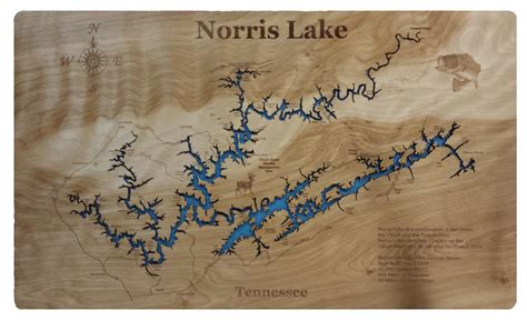 Norris Lake, Tennessee-Wood Lake Map, Medium - Contemporary - Prints ...