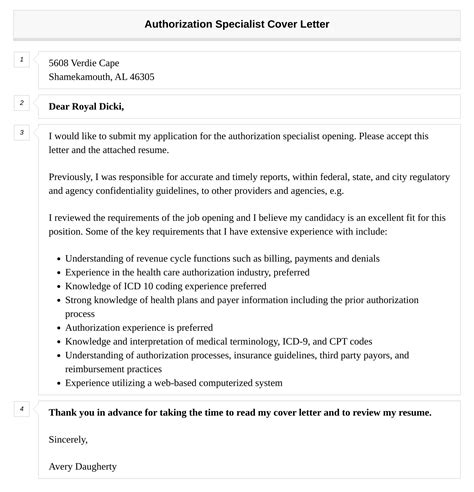 Authorization Specialist Cover Letter Velvet Jobs