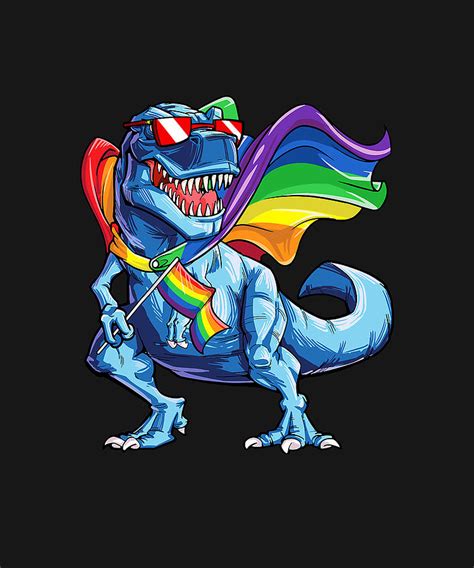 Dinosaur Gay Pride Flag LGBT T Lesbian Bisexual T Rex Drawing By