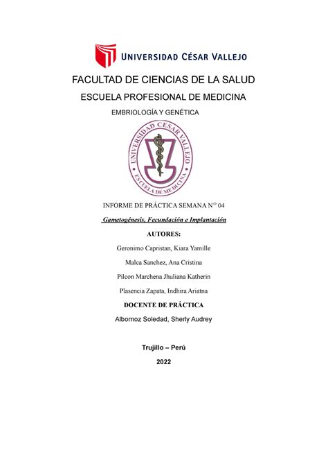 GuÍa De Práctica 4 2022docx Facultad De Ciencias De La Salud Escuela