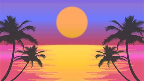 Retro Sunset Vector At Vectorified Collection Of Retro Sunset