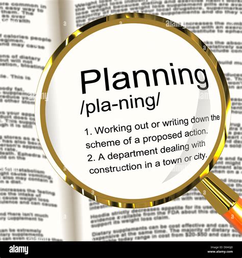 planning definition magnifier shows organizing strategy  scheme