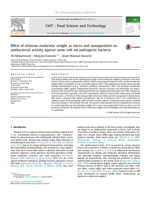 Pdf Effect Of Chitosan Molecular Weight As Micro And Nanoparticles On