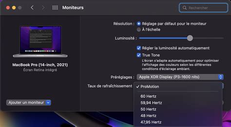 Comment modifier le taux de rafraîchissement sur MacBook Pro Belgium