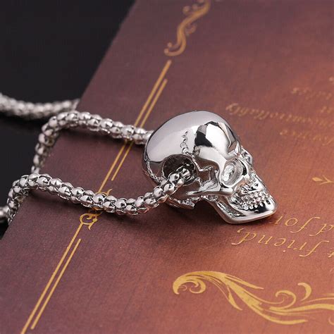 Stainless Steel Skull Skeleton Pendant Necklace Gothic Jewelry For Men Women 24 Ebay