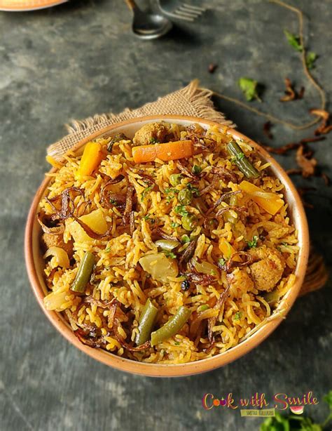 Veg Biryani In Cooker Easy Pressure Cooker Veg Biryani One Pot Veg Biryani Cook With Smile