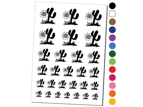 Saguaro Cactus Sonoran Desert Bull Skull Temporary Tattoo Water Resistant Fake Body Art Set