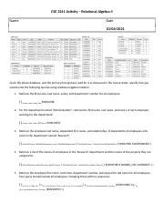 HW 11 Relational Algebra II Docx CSE 3241 Activity Relational